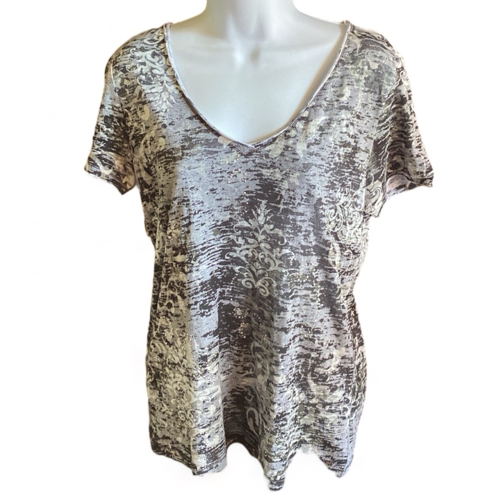 Gray and Black Calvin Klein Performance Embellished T Shirt sz M